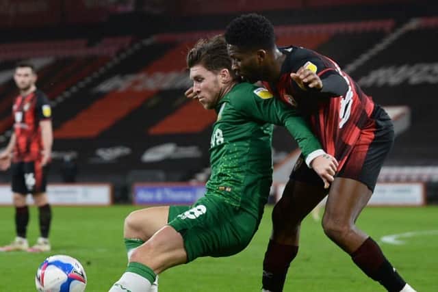 Sheffield Wednesday's Josh Windass and Bournemouth's Jefferson Lerma in the second meeting of the side's this season.