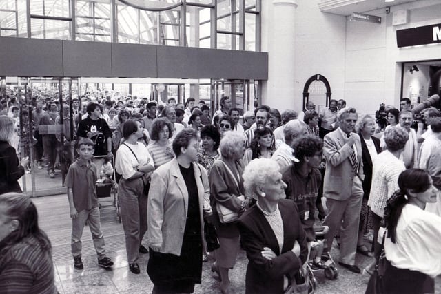 The crowds at the opening day of the Meadowhall shopping centre, September 4, 1990