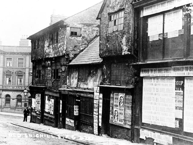 A view of Sheffield's Snig Hill in Victorian times