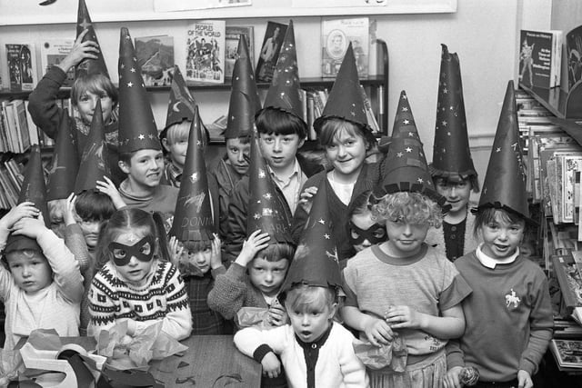 Youngsters made witches hats, masks and decorations for the Monkwearmouth library walls as part of a Halloween craft session in 1983. Can you spot someone you know?
