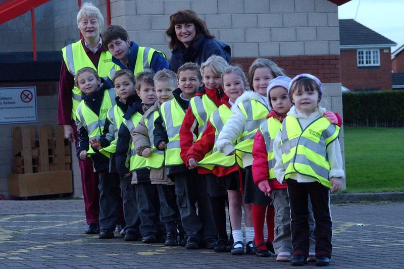 A 2006 view of staff and pupils from Helen Gibson Nursery and it looks like they were getting ready for a walk. Who can tell us more?