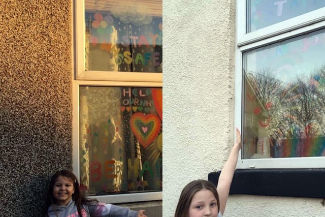 Chesterfield Rainbow picture. Painting by Ruby and Evie. Sent in by Lynn Brailsford.
