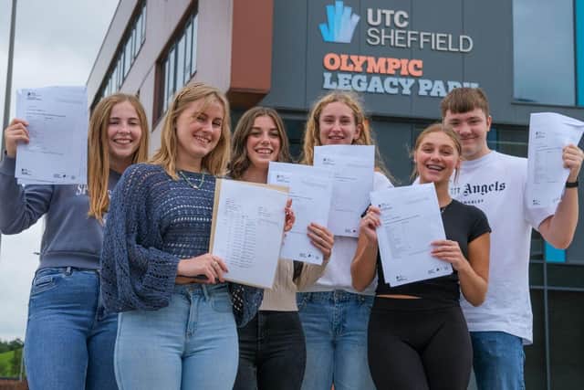 UTC Sheffield Olympic Legacy Park students celebrate A level and technical results.