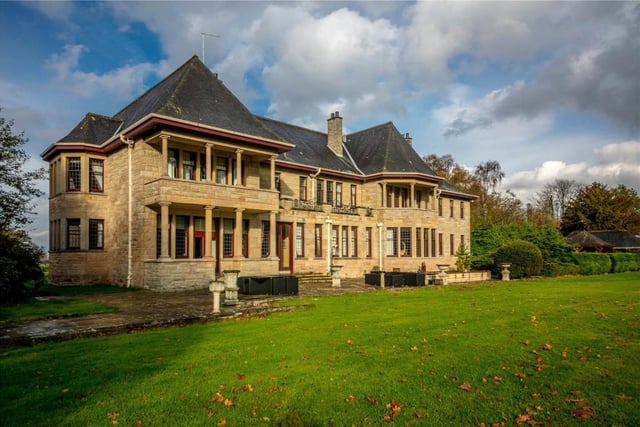 On the market for offers over £2,350,000, this eight bedroom house in Stirling dates back to the 16th century. It is set in approximately 58 acres with walled garden and all weather tennis court.