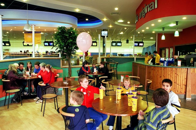 Customers pictured at the Cafe Original in Hollywood Bowl, Valley Centertainment, Sheffield, in 1999