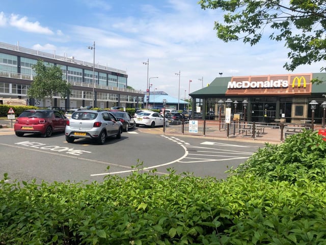 The queues at McDonald’s in Livingston were huge as the branch reopened for business today at Almondvale as drive-thru only.