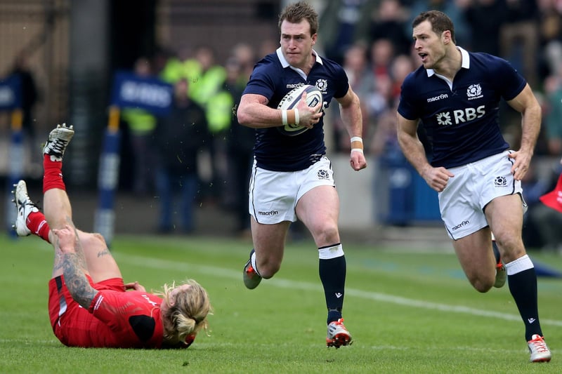 2015: Scotland 23, Wales 26
Stuart Hogg and Jon Welsh scored tries for the Scots and Jedburgh's Greig Laidlaw put away three penalties and a conversion, but Wales ended up just in front. Hogg is pictured breaking away to score the opening try during the RBS Six Nations match between Scotland and Wales at Murrayfield Stadium on February 15, 2015, in Edinburgh.  (Photo by David Rogers/Getty Images)