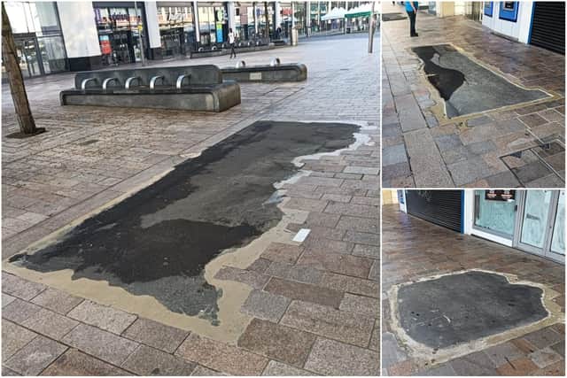 Three asphalt repair jobs on The Moor in Sheffield have been called "ugly" and compared to "sewage" by displeased shoppers.
