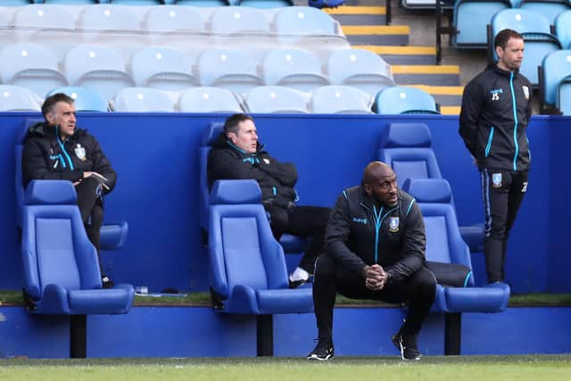 Sheffield Wednesday manager Darren Moore looks on during his side's defeat to Swansea City.
