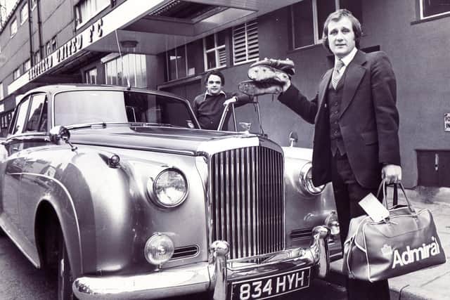 Len Badger, the Sheffield United legend, posed for a photo after leaving United for Chesterfield. He made almost 550 appearances for his boyhood club