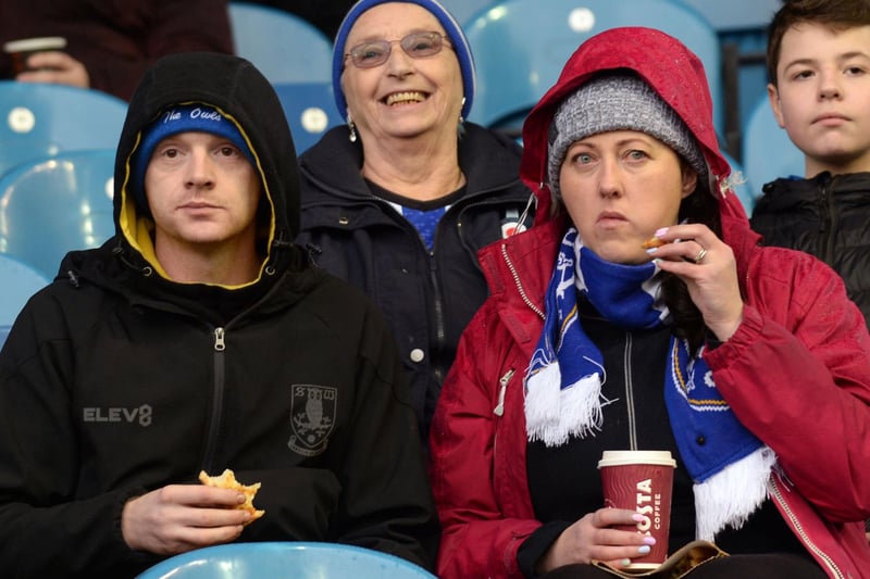 Owls fans at Hillsborough braved Storm Dennis to watch their team play Reading in February 2020.