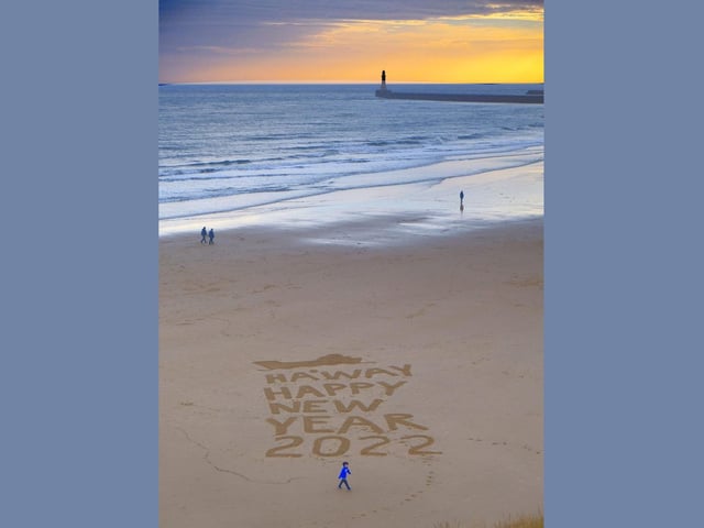 The new year message, pictured at Roker Beach.