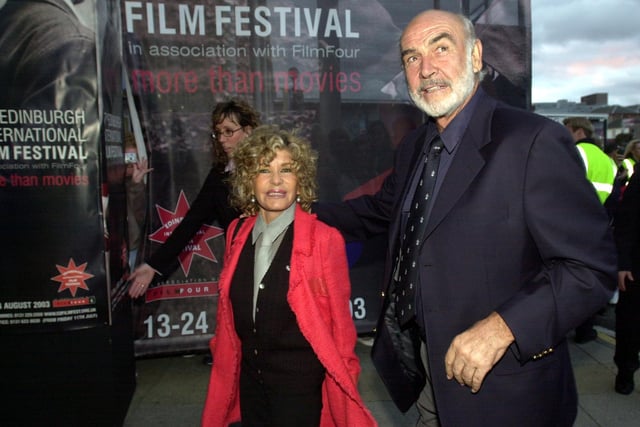 Sir Sean appearing at the Fountain Park cinema with his wife as part of the Edinburgh Film Festival. 
20/08/03 PIC TOBY WILLIAMS