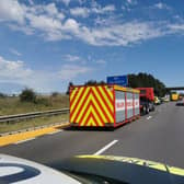 An air ambulance landed after a serious crash on the M1 near Chesterfield today