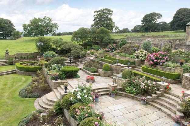 The beautifully manicured formal gardens at Ashday Hall