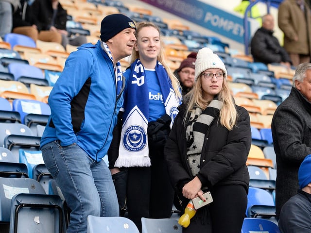 Supporters inside Fratton Park ahead of a clash with Ipswich in December