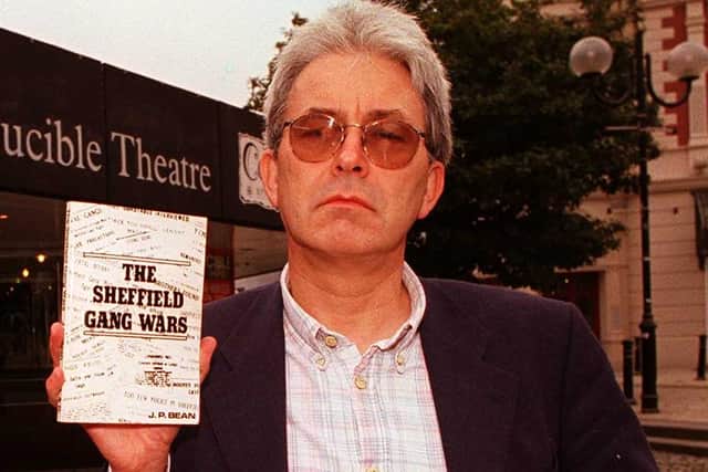 Author JP Bean in September 1998 with a copy of his book The Sheffield Gang Wars
