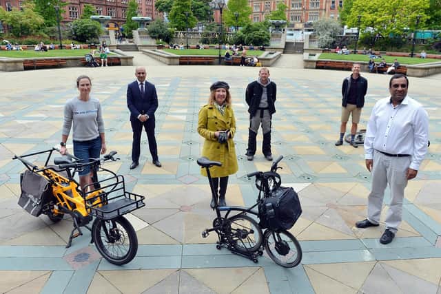 Cycling round table to discuss future bike lanes. L-R Angela Walker, Mazher Iqbal, Ruth Mersereau, Eddie Andrew, David Walsh and Shaffaq Mohammed.