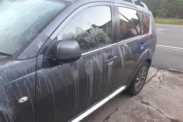 The car was vandalised while parked outside a Sheffield home this morning.