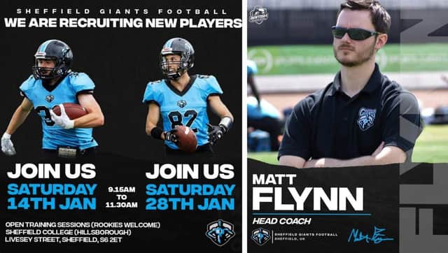 The Sheffield Giants new coach, Matt Flynn, and details for the recruitment events.