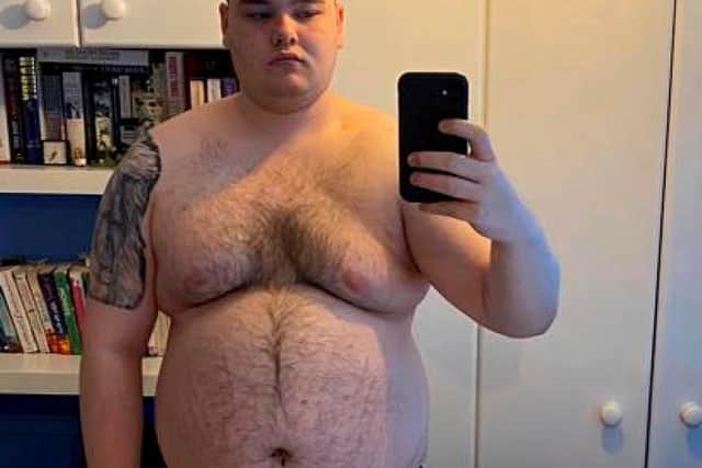 George  before his weight loss. George Millward of Sheffield cut out junk food and introduced exercise into his life resulting in a huge weight loss.