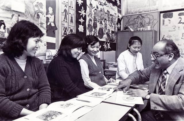 An English course for Chinese restaurant workers at Abbeydale Primary School, Sheffield, pictured on February 24, 1975