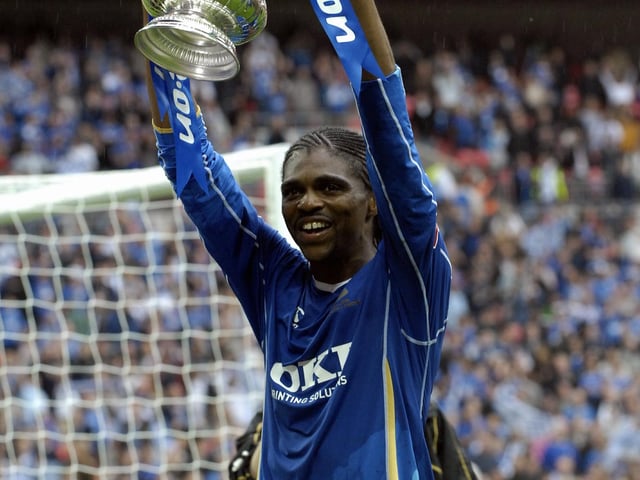 Kanu parades the FA Cup. Pic: Will Caddy
