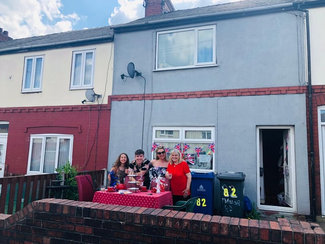 Residents mark the anniversary of VE Day on Manor Road, Askern