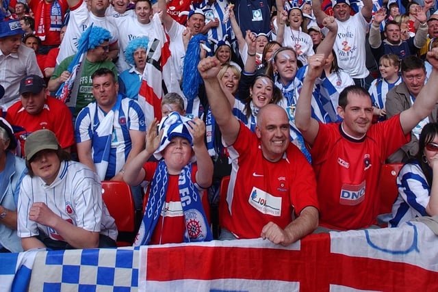 Fans celebrate Pools taking the lead.