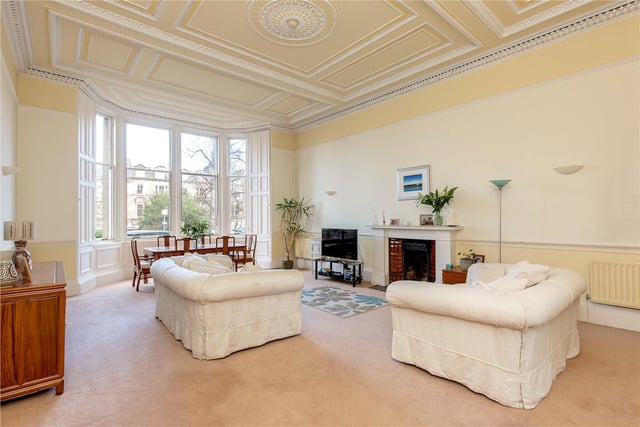 The drawing room is an impressive 31ft and features detailed cornicing and original features from the Victorian townhouse in which it’s situated