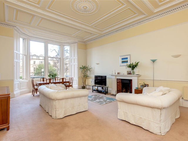 The drawing room is an impressive 31ft and features detailed cornicing and original features from the Victorian townhouse in which it’s situated