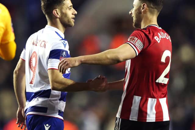 Reading's Sam Baldock (left) and Sheffield United's George Baldock shake hands after the FA Cup fifth round match at the Madejski Stadium, Reading: Nick Potts/PA Wire.
