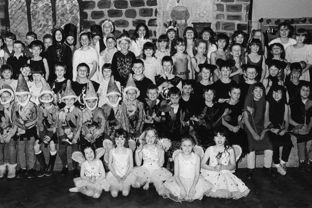 The juniors of St Oswalds Primary School, Whiteleas are pictured in the grand finale of Snow White and the Seven Dwarfs. Who remembers this from 1988?