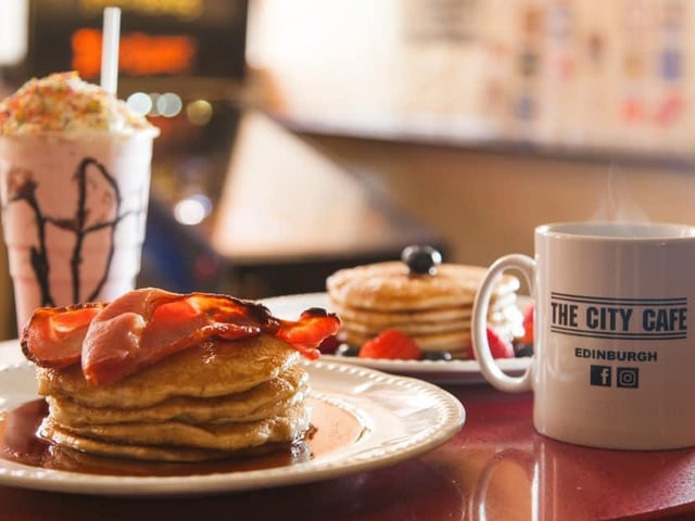 The kitted out 50s diner on Blair Street has not scrimped on details when it comes to decor and the food follows the American feel too – with pancakes and waffle stacks on the menu.