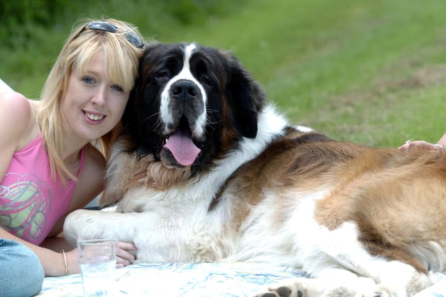 Joanne Elliott of Norton Lees with 'Bailey', two,   at the 2004 Sheffield Dog Rescue Fun Dog Show at the S.H.A. Sports Club