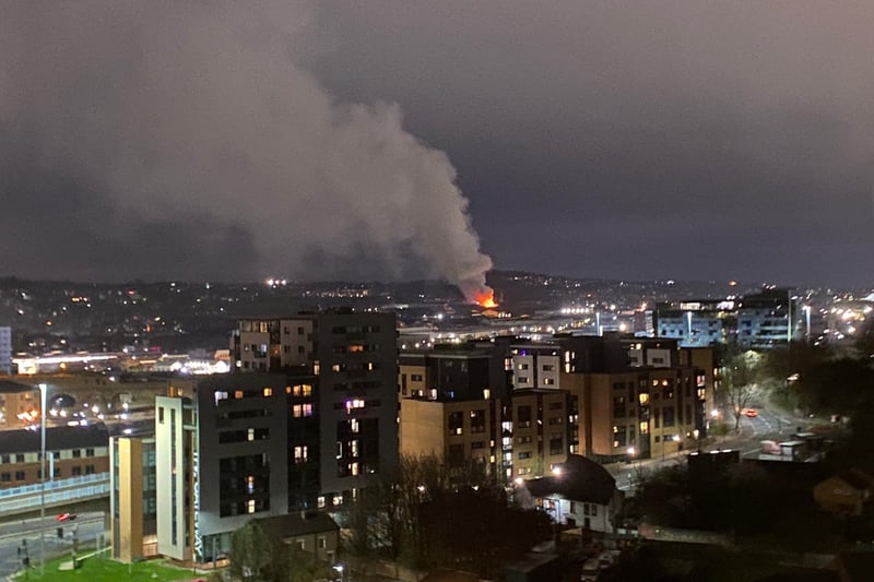 This photo, taken from Park Hill, shows the fire still raging this evening