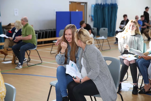 Shannon Manning opening her GCSE results with her mum at Christ’s College.