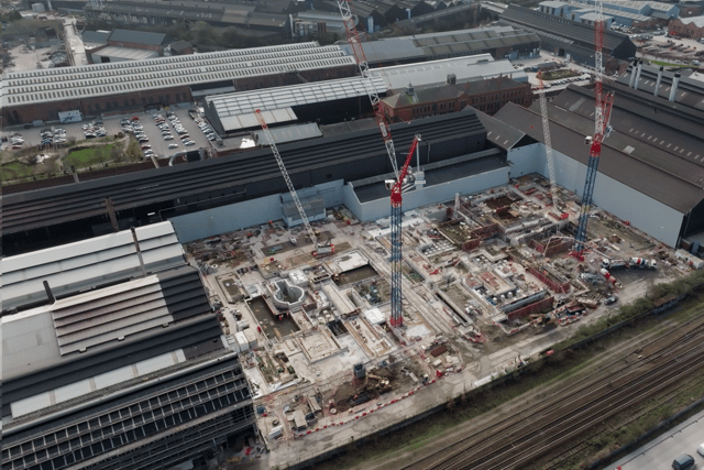 Forgemasters’ new forging line is under construction next to the railway. 