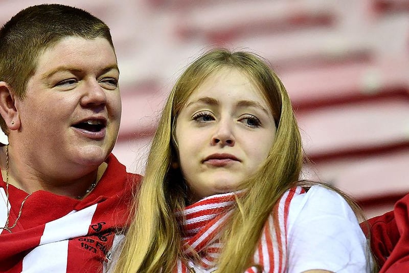 Sunderland fans chat before the game against Wigan Athletic.