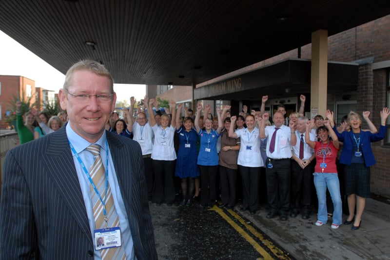 Dave Shilton and staff were celebrating the South Tyneside NHS Trust's superb rating in a new report in this 2006 photo. Who can tell us more?