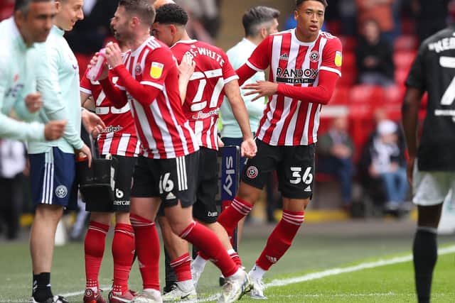 Sheffield United's Daniel Jebbison comes on during the play-off semi-final against Nottingham Forest: Simon Bellis / Sportimage