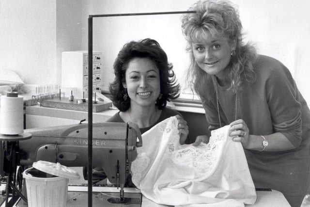 Christine Arthur and Janet Downend of Cinderella Lingerie, Staveley, Chesterfield....May 31st 1989