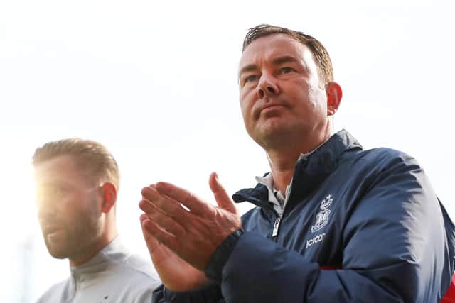 Former Plymouth Argyle and Morecambe manager Derek Adams has been sacked by League Two outfit Bradford City following their 1-0 loss to Exeter on Saturday (photo by George Wood/Getty Images).