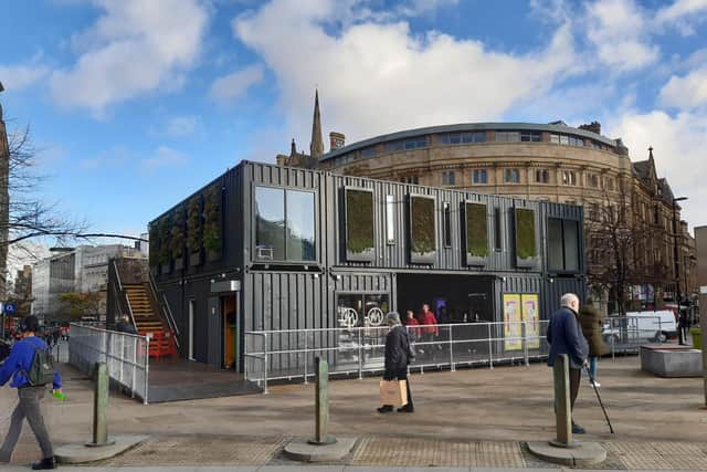 Sheffield Container Park on Fargate - the Friends of Graves Park are worried that storing the containers at Norton Nursery will cut across their plans to make the site into parkland