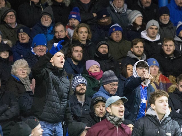 Pompey fans at Fratton Park.