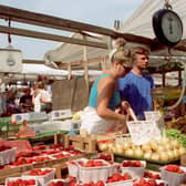 The fruit and vegetables on sale at Bakewell Market in 1996