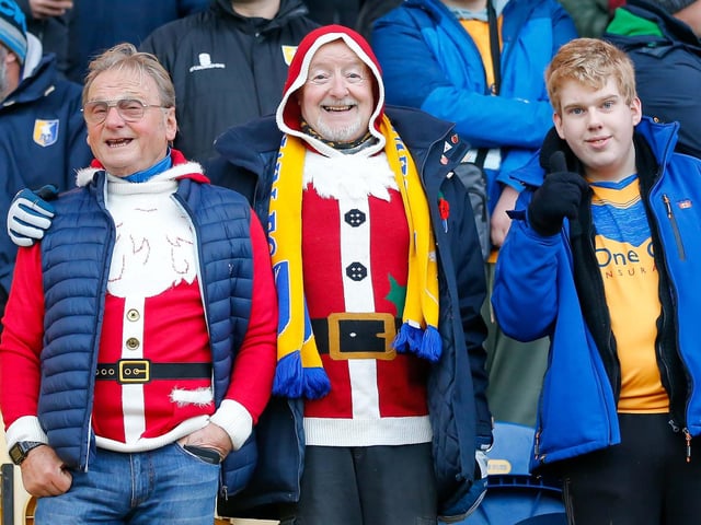 Stags fans at the One Call stadium for the match against Salford City.