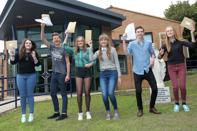 GCSE results day at St Mary's RC High School in Chesterfield in 2014