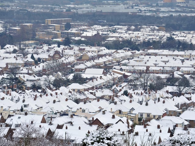 The snow on top of Portsdown Hill.