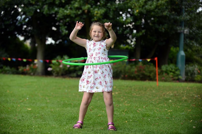 Younster Daisy Stephenson, 7 hoola hooping at the family fun event in Mowbray Park as part of The Tour Series in Sunderland.